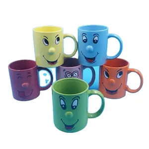 Hot sale wholesale 3d smile face design 11oz stoneware ceramic coffee mug for south american