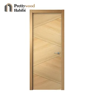 Prettywood Porte intérieure en bois MDF prémontée résidentielle en placage de noyer noir américain pour maisons