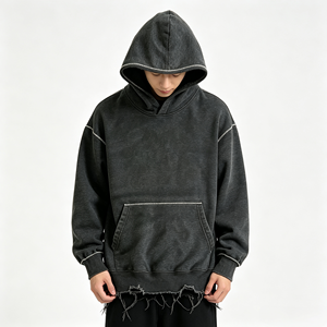 เสื้อฮู้ดดี้ผู้ชายไซส์ใหญ่ ผ้าฝ้ายเฟรนช์เทอร์รี่ 100% ล้างสีแบบแอซิดวอช - Product Image 3