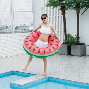 <b>Inflatable</b> Watermelon Swimming Ring 120cm Thickened PVC Adult Pool <b>Float</b> Unisex Floating Tube For Pool Water Park - Product Image 1