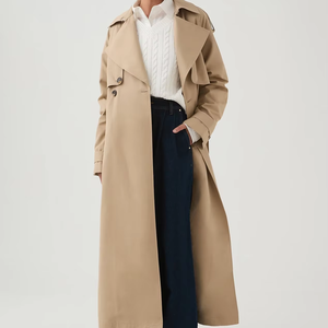 معطف ترنش نسائي جديد لخريف وشتاء، جاكيت متوسط الطول بقصة واسعة، مصنوع من القطن مع حزام، ملابس بتصميم وتصنيع مخصص حسب الطلب - Product Image 3