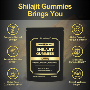 Rosebest Halal Certified 3000mg Pure Himalayan Shilajit Gold Resin Gummy <strong>Supplement</strong> with KSM 66 Ashwagandha and 75% Fulvic Acid - Product Image 3