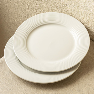 Plato plano al por mayor de fábrica de China 8/10.5 "plato de cerámica redondo de Hotel blanco puro grande restaurante - Product Image 4