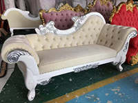 Canapé Trône de Reine Alice en Bois Massif Doré Style Baroque pour Salon de Beauté, Mariage, avec Mousse Haute Densité, pour Usage Commercial et Salon