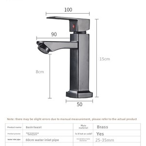 Robinet de lavabo moderne carré chromé à poignée unique pour <span class=keywords><strong>eau</strong></span> froide, avec cartouche céramique, en zinc, à poser sur le comptoir, pour salle de bain domestique - Product Image 3
