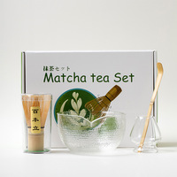 Kit de fabrication de thé Matcha 8 pièces Outils de fabrication de thé Matcha Ensemble de fouet Matcha en verre transparent avec support de support de tamis de bol de fouet