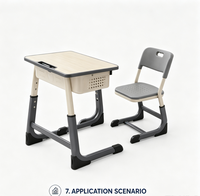 Ensemble de bureau et chaise d'écolier robuste et épaissi, mobilier de classe, table et chaise d'étude
