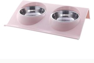 Stainless Steel Pet Feeding Bowl with Slope Non-Slip Plastic Splash-Proof Pet <b>Feeder</b> for Dogs and <b>Cats</b> - Product Image 1