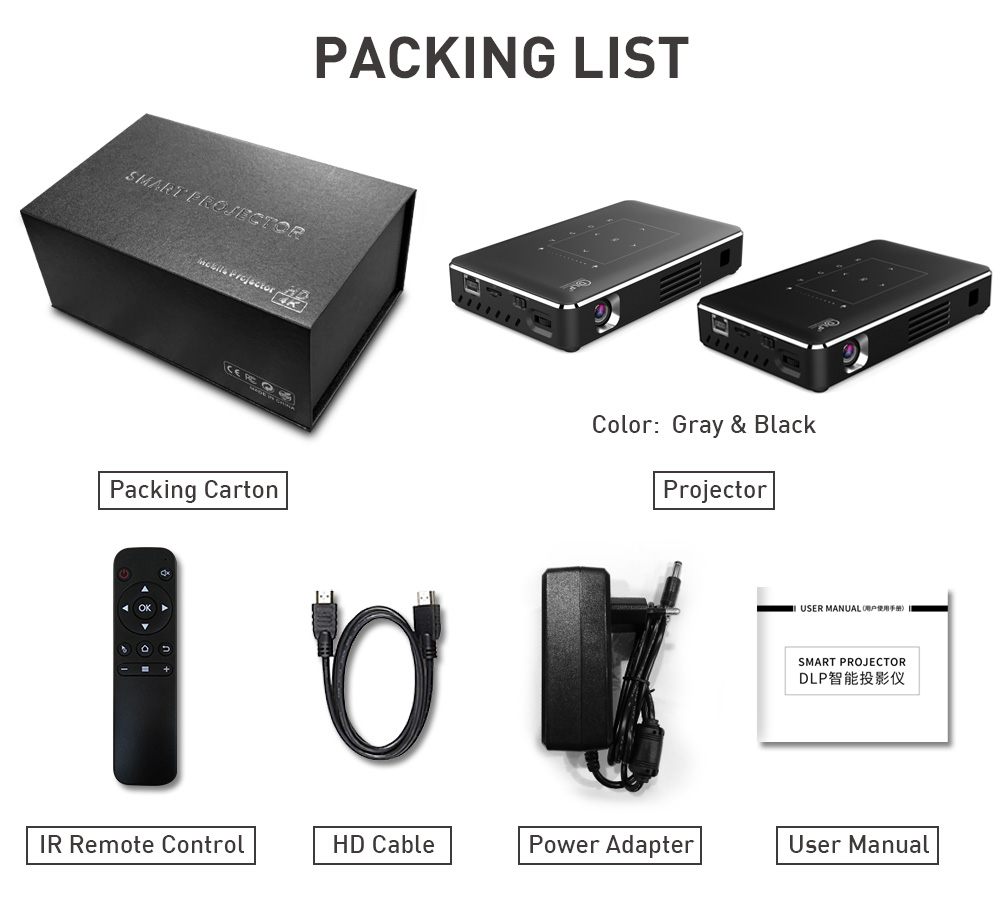 [YIDAHAI P10]150 ANSI LUMENS LED+DLP smart Android 9 Video 4K Digital hd portable Mobile home theater ai smart Projector