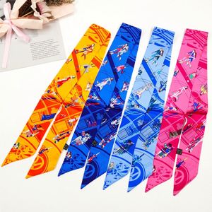 Spring Twill Custom Print Satin Silk Bag <b>Scarf</b> Long Skinny Waistband <b>Head</b> Wrist Neck for Women Handbag - Product Image 2