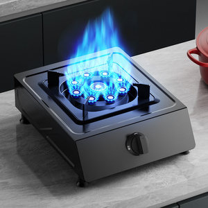 Fornello a <span class=keywords><strong>Gas</strong></span> Singolo in Acciaio Inox con Piano in Vetro Temperato per Uso Domestico, Accensione Elettronica a Impulsi, <span class=keywords><strong>Gas</strong></span> Naturale Liquefatto - Product Image 1