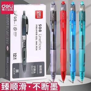 Deli Gel Pen 0.5mm Black Ink Bullet Tip Push Button Office Student Writing Pen - Product Image 3