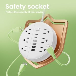 Yangına Dayanıklı Malzemeli Taşınabilir Güç Şeridi Aşırı Yük Koruması 12'si 1 Arada Güvenlik ve Kolaylık için 6 USB ve AC Bağlantı Noktası - Product Image 6