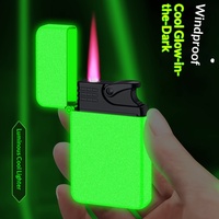 Briquet à gaz TERWIN à flamme droite rouge, coupe-vent, en métal, à gaz butane, avec logo gravé au laser pour la publicité – Vente chaude