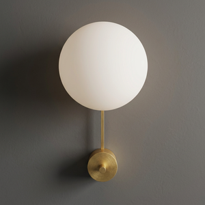 White Glass Ball <b>Wall</b> <b>Sconce</b> Brass Finish Socketless <b>Wall</b> Lamp Modern Decorative <b>Light</b> for Bedroom Bathroom - Product Image 2