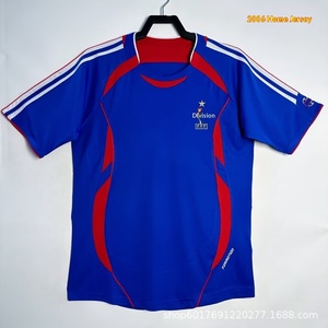 Maglia Retrò della Nazionale Francese <span class=keywords><strong>Serie</strong></span> Maschile <span class=keywords><strong>a</strong></span> Righe con Colletto Alto Manica Lunga o Corta 100% Poliestere Uniforme da Calcio per Tifosi - Product Image 3