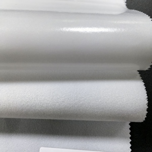 Doublures de chaussures en velours blanc Tissu en coton adhésif avec film thermofusible TPU laminé Matériau supérieur de chaussure - Product Image 1