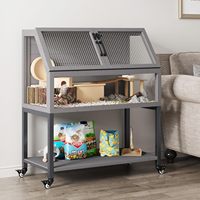 Cage en bois pour hamster avec panneaux acryliques et armoire de rangement pour petits animaux