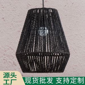 Retro Rattan Hand-Woven Lamp Shade Oval E27 <b>LED</b> Black Yellow Easy Installation For Restaurants Guesthouses Bars Studies Bedrooms - Product Image 4