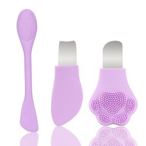 Silicone Double-Ended Blackhead Shovel - Manual Face Scrubber & Pore Cleaning Tool - Soft Exfoliating Facial <b>Brush</b> for Acne - Product Image 3
