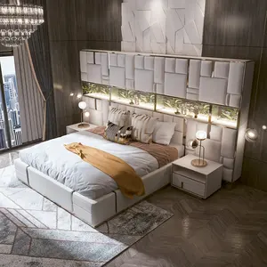 Queen King Size Bett rahmen italienisches Leder Doppelbett Zimmer möbel Schlafzimmer Set Luxus