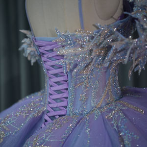 Jancember 1281 abiti Quinceanera con perline color <span class=keywords><strong>argento</strong></span> luccichio viola - Product Image 6