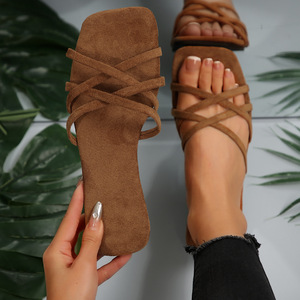 ashion Plus Size Slippers Women 2025 Summer New Korean <b>Style</b> Thin With Square <b>Head</b> Outside Wear Flat Cool Wholesale231231 231 - Product Image 3