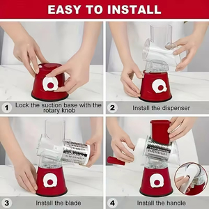 Kitchen 3 in 1 Fruit Chopper Slicer Food Drum Grinder Cheese Grater Rotary Manual <b>Vegetable</b> <b>Cutter</b> - Product Image 3