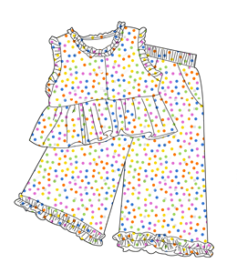 Nuovo Set Coordinato Estivo per Bambine: Top con Bottoni e Peplum e <span class=keywords><strong>Pantaloni</strong></span> a Gamba Larga con Elastico in Vita, Outfit con Finiture a Volant - Product Image 5