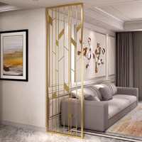Paravent de séparation moderne et minimaliste en alliage d'aluminium électroplaqué, motif floral simple, pour salon et entrée, style luxe léger
