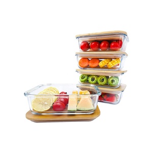 Food Container Bamboo Food Eco-friendly Ikoo Glass Food Storage Container With Lid Round Glass Bamboo