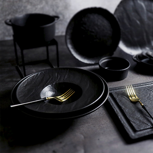 Custom Hotel Restaurant Dinnerware <strong>Tapas</strong> <strong>Plates</strong> Ceramic Restaurant Baking <strong>Plate</strong> Ceramic Crockery <strong>Plate</strong> Black Porcelain Bakeware - Product Image 6