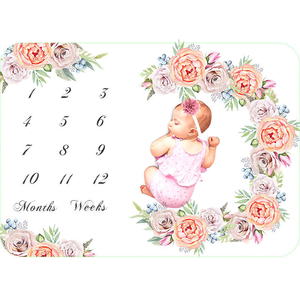 Morbida coperta in pile di flanella stampata personalizzata per bambini per la fotografia mensile del bambino e la registrazione della pietra miliare biancheria da letto personalizzata - Product Image 2