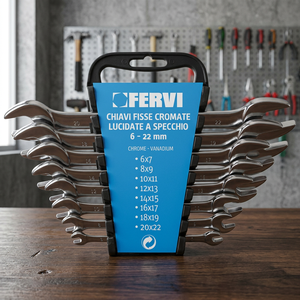 Set di <span class=keywords><strong>Chiavi</strong></span> Regolabili Industriali <span class=keywords><strong>FERVI</strong></span> Serie in Cromo-Vanadio Lucidato <span class=keywords><strong>a</strong></span> Specchio con Chiave <span class=keywords><strong>a</strong></span> <span class=keywords><strong>Bussola</strong></span> per Uso Industriale 2,45kg - Product Image 3