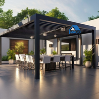 Pergola extérieure moderne de luxe en aluminium avec toit imperméable, pergola de jardin en métal