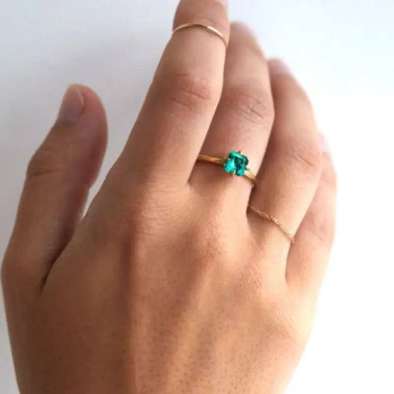2022 Ringen Anillo Roestvrij Stalen Sieraden Sets 18K Vergulde Emerald Ringen Natuurlijke Groene Steen Sieraden Cz Edelsteen Ringen