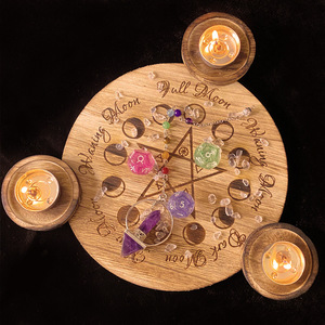 Castiçal de madeira para queimar pentagrama, castiçal decorativo para altar, placa de astrologia e adivinhação - Product Image 1