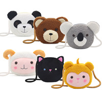 Sac à bandoulière personnalisé en peluche pour enfants, motif ours mignon de zoo, en polyester de haute qualité, sac à dos scolaire à fermeture éclair pour enfants