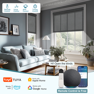 Thông minh cơ giới màn lăn Shades Battery Powered không dây điện Rèm điều khiển từ xa Alexa điều khiển bằng giọng nói màu đen - Product Image 2