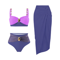 Maillot de bain une pièce à motif solide de luxe pour femmes coupe haute bas respirant conception extensible soutien-gorge push-up couverture Bikini vêtements de plage