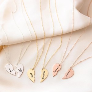 Collana a Cuore in Acciaio Inossidabile con Catena a Bambù Placcata Oro, Personalizzabile con Incisione, Trendy per la Festa della Mamma - Product Image 1