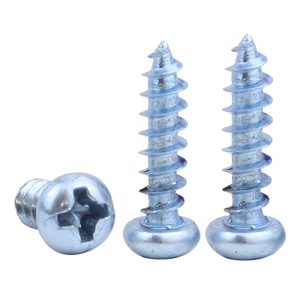 100 piezas/bolsa Tornillo autorroscante de acero al carbono con cabeza redonda cruzada y zincado azul-blanco M3 M4 M5 M6 para madera - Product Image 3