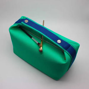 Trousse de maquillage de luxe en toile avec logo personnalisé, pochette à cosmétiques souple à fermeture éclair, organisateur de toilette élégant pour femmes, soins de la peau, voyage - Product Image 6