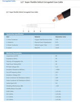 Factory 50Ohm 1/2 Inch Superflex RF Coaxial Cable Low LDF4-50UF Corrugated Feeder RF Cable for Base Station GSM 3G 4G 5G Antenna
