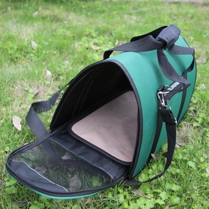 Cat Carrier Soft-<b>Sided</b> Breathable Round <b>White</b> And Green Oxford Pet Travel <b>Bag</b> For Cats - Product Image 3