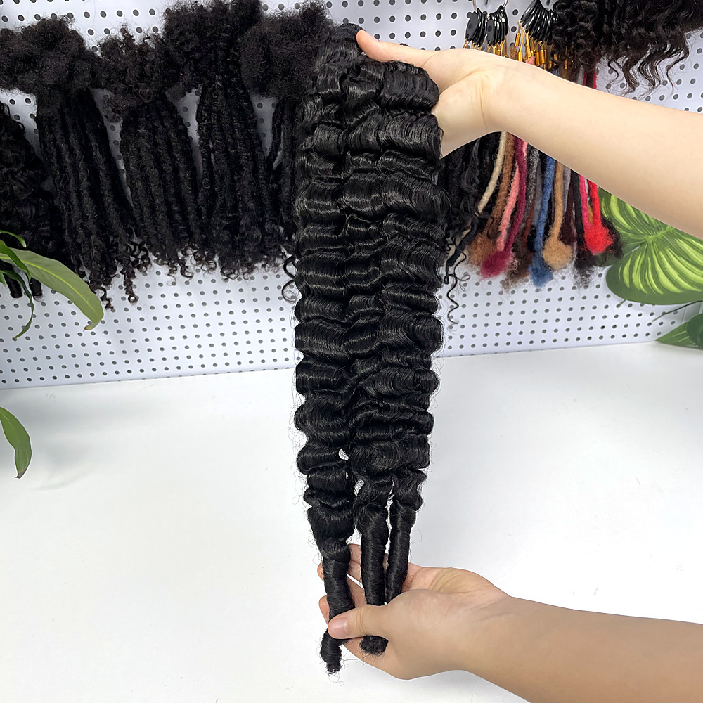 KAMA Wholesale Brazilian Curly Hair Weft Machine Double Weft Non-Remy Soft Blended Human Hair Weaving Extensions 100g/pack - Factory Detail View 4