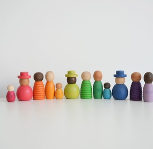 Jouets en bois Montessori Waldorf <span class=keywords><strong>Grimms</strong></span>, blocs d'empilage arc-en-ciel teints à la main, ensemble de blocs d'empilage pour bébé, jouets éducatifs pour enfants - Product Image 5
