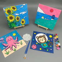 Kit de peinture sur toile de vente chaude 20*20cm pour enfants, panneau de toile pré-imprimé avec peinture acrylique, pinceau, chevalet
