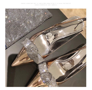 Nouveau design robe formelle de mariage pour femmes, talons hauts <span class=keywords><strong>sheo</strong></span> brillant strass nœud papillon bureau chaussures à talons pour dames - Product Image 3