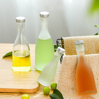 Bouteilles en verre écologiques avec autocollants, 375 ml, transparentes et givrées, pour jus, fruits, vin, tequila et spiritueux, avec bouchons à vis.